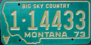 Montana 1973 License Plate