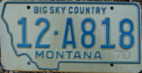 Montana 1970 License Plate