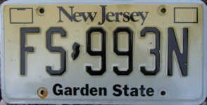 New Jersey License Plate Yellow