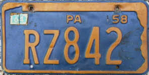 Pennsylvania 1958 plate