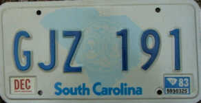 S Carolina License Plate