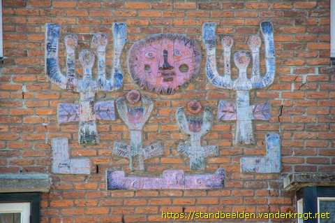 Hedel -  Keramisch wandkunstwerk zon en bomen