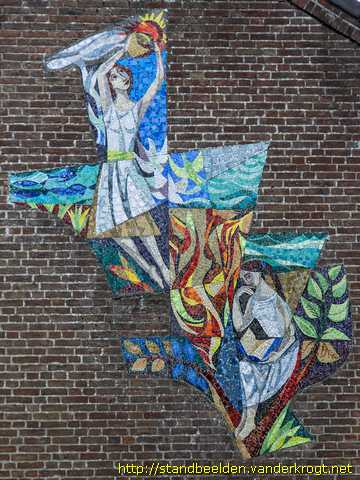 Denekamp -  Wandmozaïek Huishoudschool