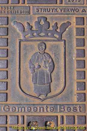 Best - Gemeentewapen met Sint Odulphus op putdeksels