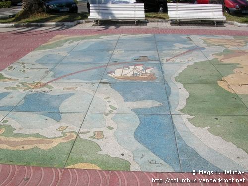 San Sebasti&aacute;n de la Gomera /  Mosaico con el mapa de la travesía primero
