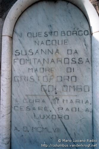Fontanarossa (Piacenza) /  Lapide sulla casa natale di madre di Colombo