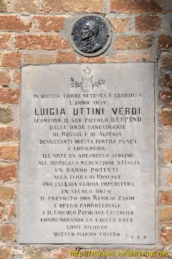 Roncole Verdi /  Lapide commemorativa di salvataggio di Verdi nel 1814