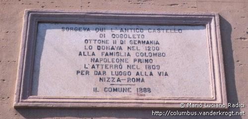 Cogoleto /  Lapide sulla chiesa Sta. Maria