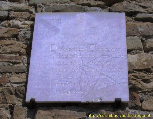 First plaque on the Torre Colombo