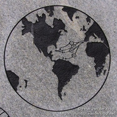 Map with Columbus' routes