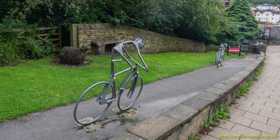 Knaresborough - Three Cyclists and Two Sheep