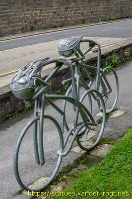 Knaresborough - Three Cyclists and Two Sheep