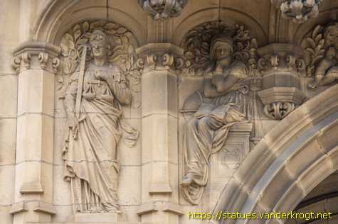 Wakefield - Allegorical statue and reliefs