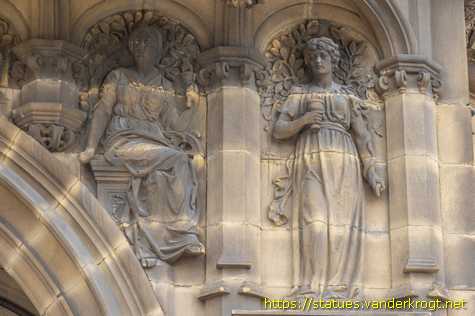 Wakefield - Allegorical statue and reliefs